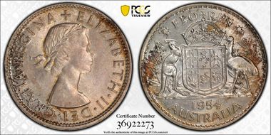 1954(m) Florin KM-54  Ag MS62