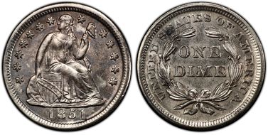 1851 10C S.S. Central America #2 (with Pinch) AU55