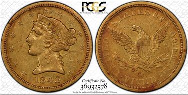 1843-O $5 Large Letters XF40