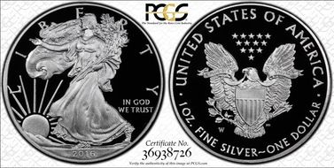 2016-W $1 Silver Eagle 30th Anniversary Lettered Edge PR69DCAM