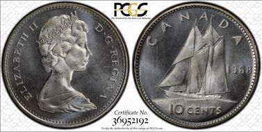 1968 10C Silver MS66