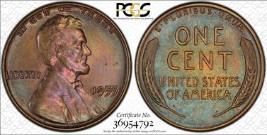 1955 1C Doubled Die Obverse AU58BN