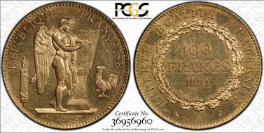 1881-A 100 Fr Gad-1137 F-552 AU58