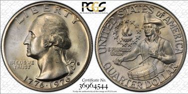 1976-S 25C Silver MS66