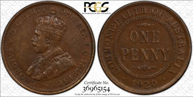 1920 //.  1D Dot below English obverse AU50BN