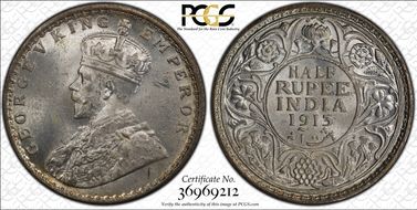 1913(C) 1/2 Rup SW-8.67 MS63