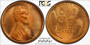1909 1C Lincoln MS66+ RD