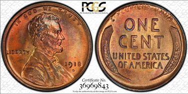 1918-D 1C MS65+ RB