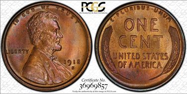 1918-S 1C MS63RB