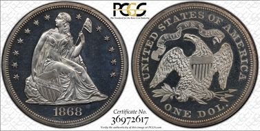 1868 $1 PR64CAM