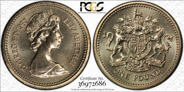 1983 £1 S-J1 Ensigns Armorial MS67