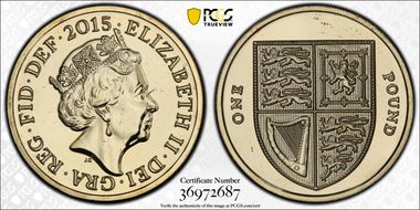 2015 £1 S-J36 Large Shield MS64