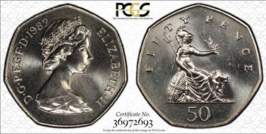 1982 50p S-H3 MS66