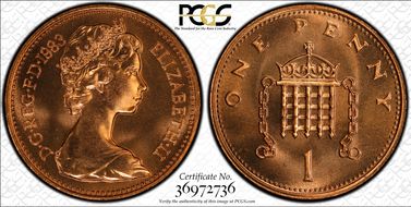 1983 1p S-B2 MS66+ RD