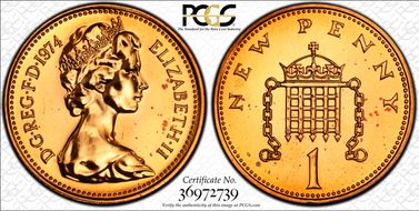 1974 1p S-B1 New Penny PR65RD