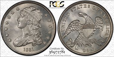 1831 25C B-5, Large Letters MS65