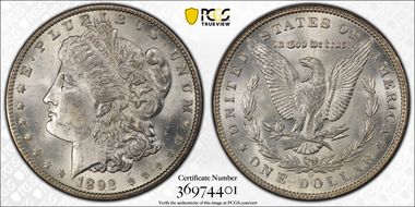 1892-O $1 Doubled Ear, VAM 5(7) MS64