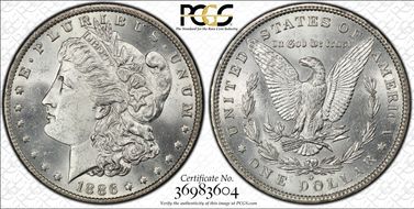 1886-O $1 VAM 1A, Clashed E MS63