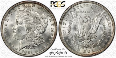 1891-O $1 VAM 1A Clashed E MS63