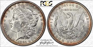 1891-O $1 VAM 1A Clashed E MS63