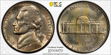 1939-S 5C Reverse of 1940 MS66FS