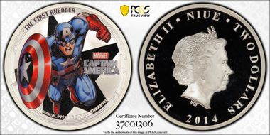 2014 $2 Captain America Colorized PR69DCAM