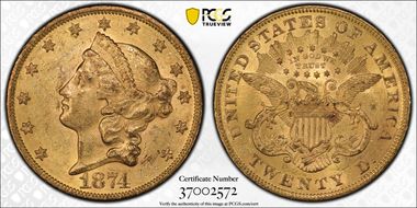 1874 $20 MS61