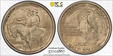 1925 50C Stone Mountain AU58