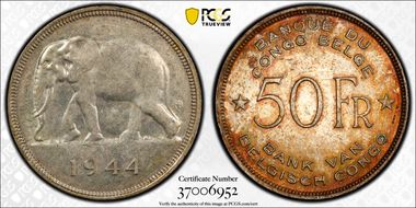 1944 50 Fr KM-27  Ag AU55