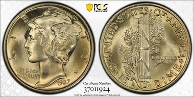 1937-S 10C MS67+ FB