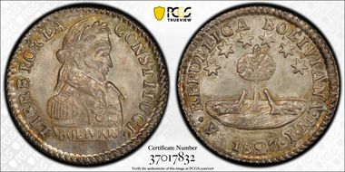 1827-PTS JM 1/2 Sol KM-93.1  CONSTITUCI MS66