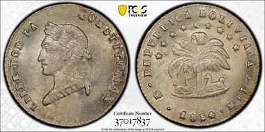 1854-PTS MJ 1/2 Sol KM-118.1 BOLI∀IΛNA MS65