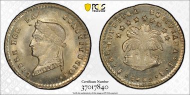 1857-PTS FJ 1/2 Sol KM-118.2  Ag MS66