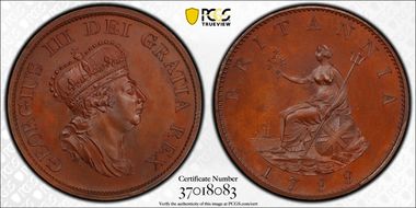 "1799" P1/2D P-1258 Bronzed Restrike PR65