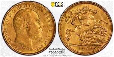 1908-M 1/2 Sov S-3975 MS61