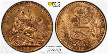 1969 100 Sol KM-231   Au MS65