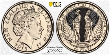 2015 50C Spirit of Anzac Colorized MS67