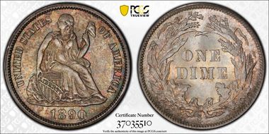 1890-S 10C MS66+
