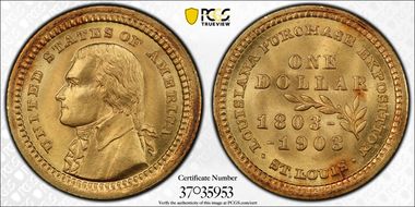 1903 G$1 LA Purchase, Jefferson MS67
