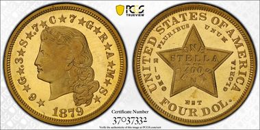 1879 $4 Flowing Hair PR67CAM