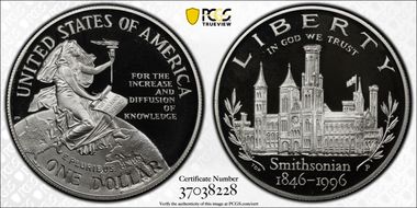 1996-P $1 Smithsonian PR70DCAM