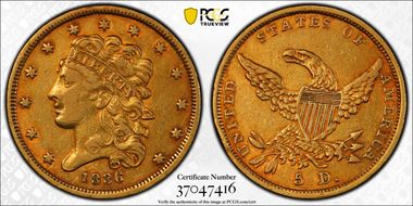 1836 $5 XF45