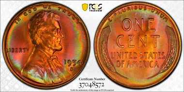 1954-S 1C MS66RB