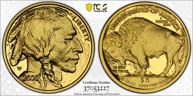 2008-W $5 American Buffalo .9999 Fine Gold PR70DCAM