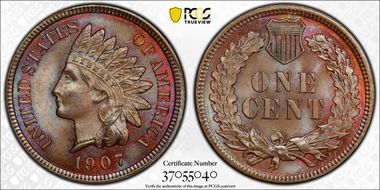 1907 1C MS65BN