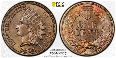 1864 1C Copper-Nickel MS66+