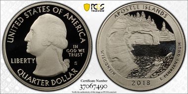 2018-S 25C Apostle Islands NP-Silver Limited Edition Proof Set PR70DCAM