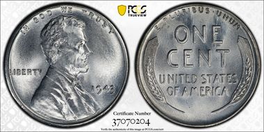 1943 1C MS67+