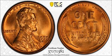 1955-D 1C MS67+ RD