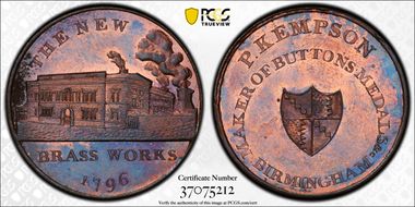 1796 Tk 1/2D DH-203 Warwickshire Kempson's MS63RB